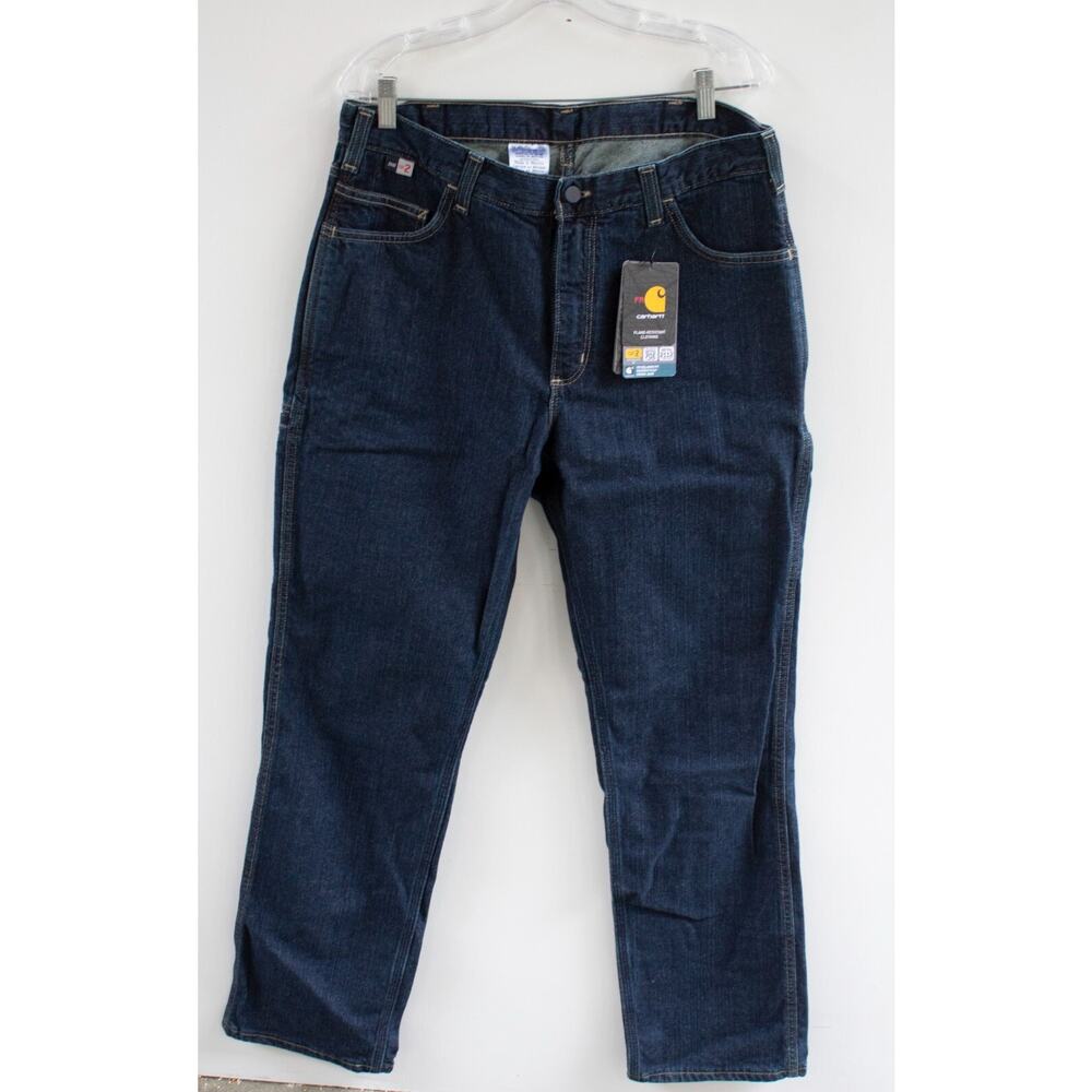 NWT Carhartt FR 35x32 Flame‎ Resistant Relaxed Fit Rugged Flex Denim Blue Jeans